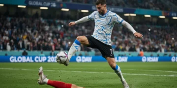 Dynamic European footballer showcasing versatility on the pitch in 2026