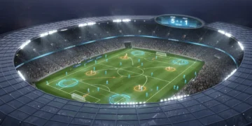 Modern football tactics displayed on a pitch with strategic player movements.