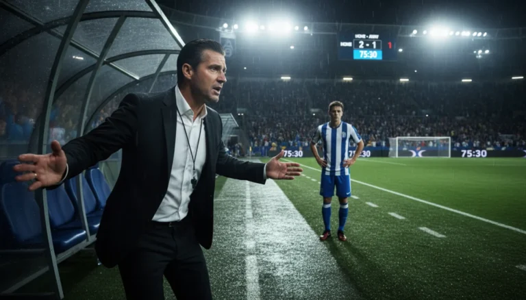 Football manager making strategic substitution during a game