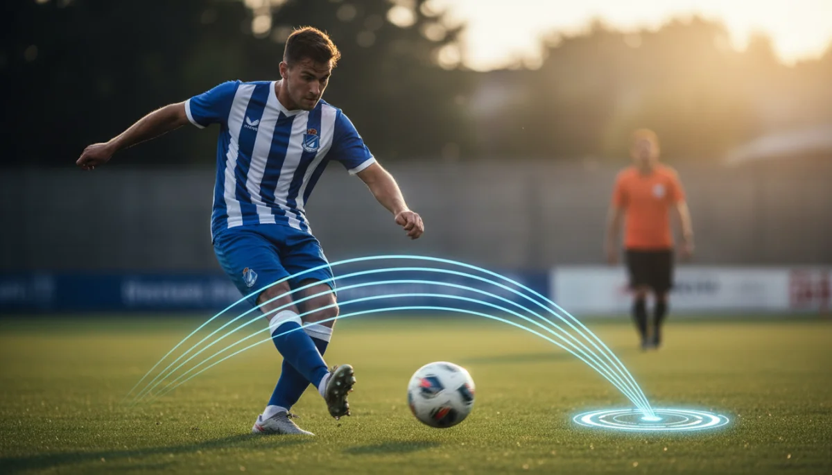 Midfielder delivering a precise through-ball during a game, illustrating the art of an assist.
