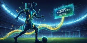 Dynamic illustration of player transfer fees in European football, 2026